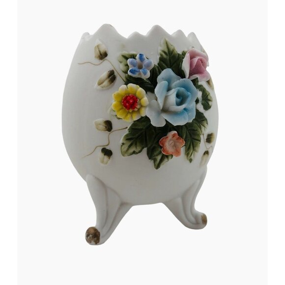 Vintage Lefton China Floral Egg Vase Hand Painted Porcelain Collectible 2592 - Picture 6 of 10
